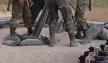 A RTM motar team carries out an attack on Cambodian postions using a M132A1 120mm and HE motar bombs.