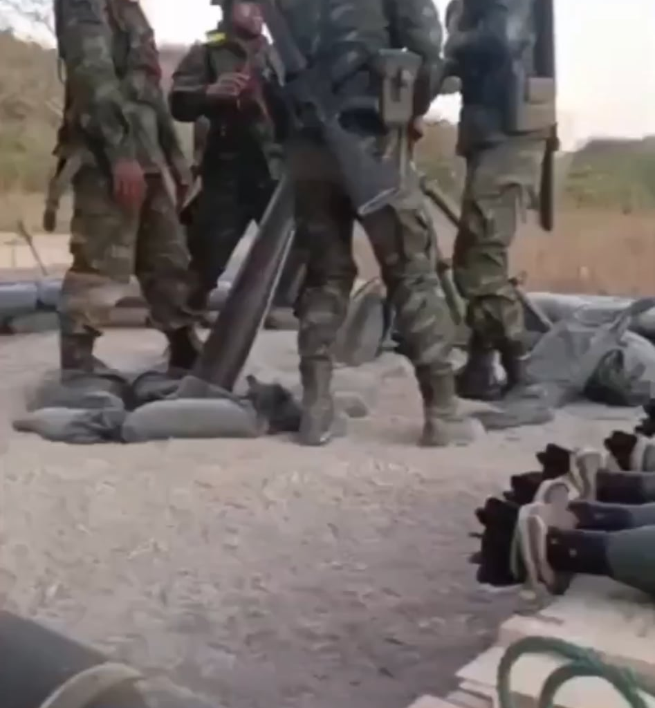 A RTM motar team carries out an attack on Cambodian postions using a M132A1 120mm and HE motar bombs.