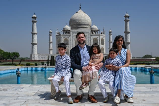 JD Vance and his family at the Taj Mahal in April.