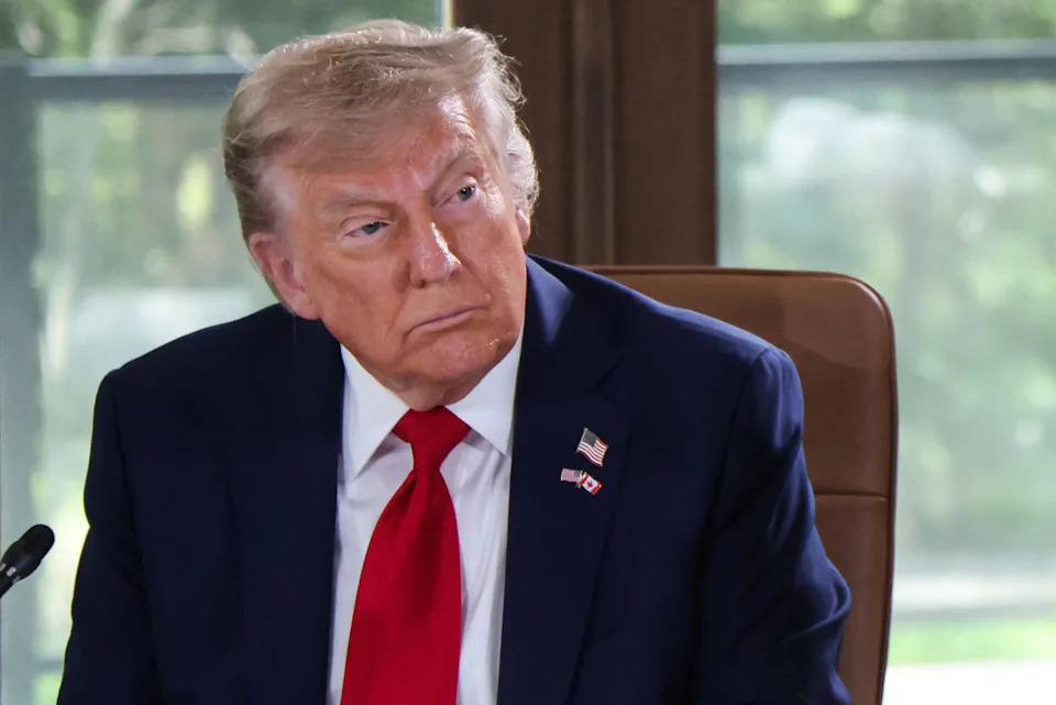 US President Donald Trump attends a working session during the Group of Seven (G7) Summit at the Pomeroy Kananaskis Mountain Lodge in Kananaskis, Alberta, Canada on June 16, 2025. (Photo by Ludovic MARIN / POOL / AFP) (Photo by LUDOVIC MARIN/POOL/AFP via Getty Images) LUDOVIC MARIN/Getty Images