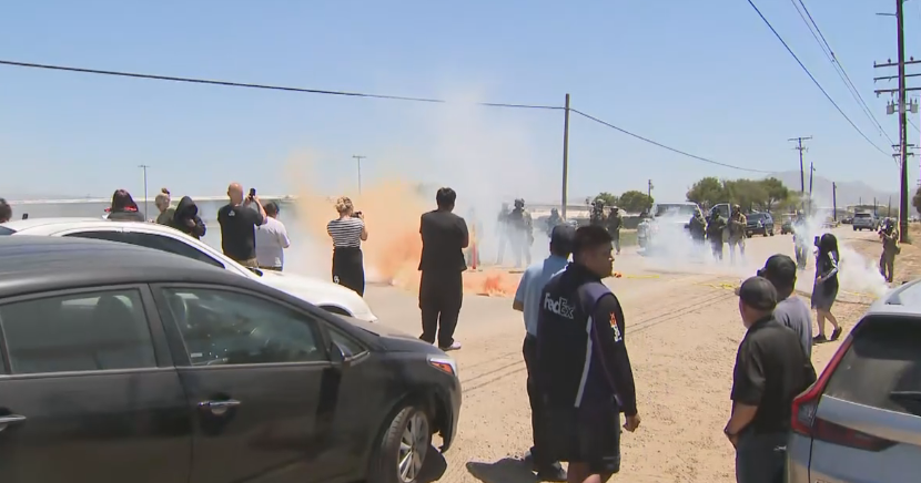Protesters and Border Patrol agents clash near Ventura County farm in California