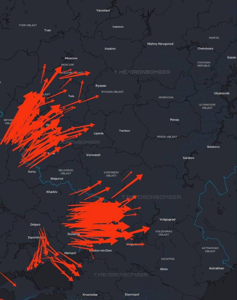 Ukrainian long-range drones are attacking Russian military facilities. The information is current as of 23:35.