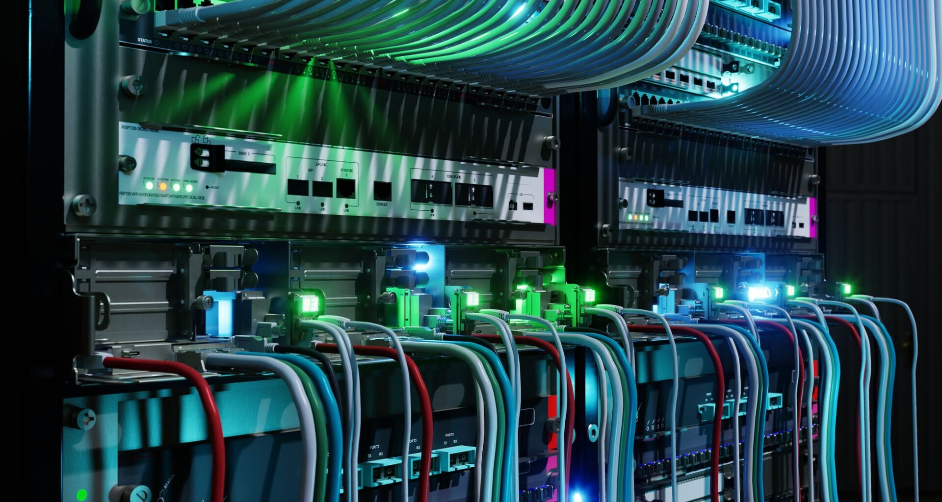 A server room inside of a data center.