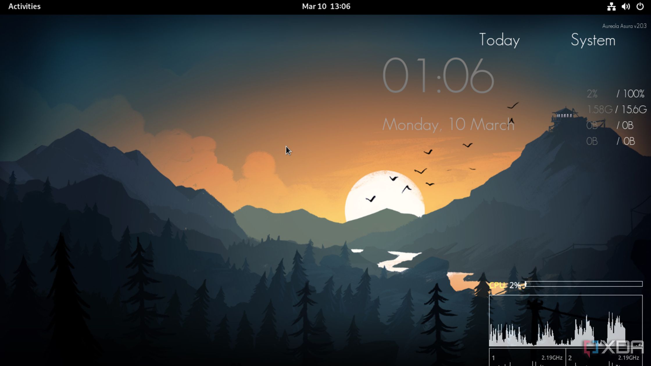 Conky widgets appearing on a Linux desktop
