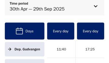 Bus from Gudvangen to Voss times