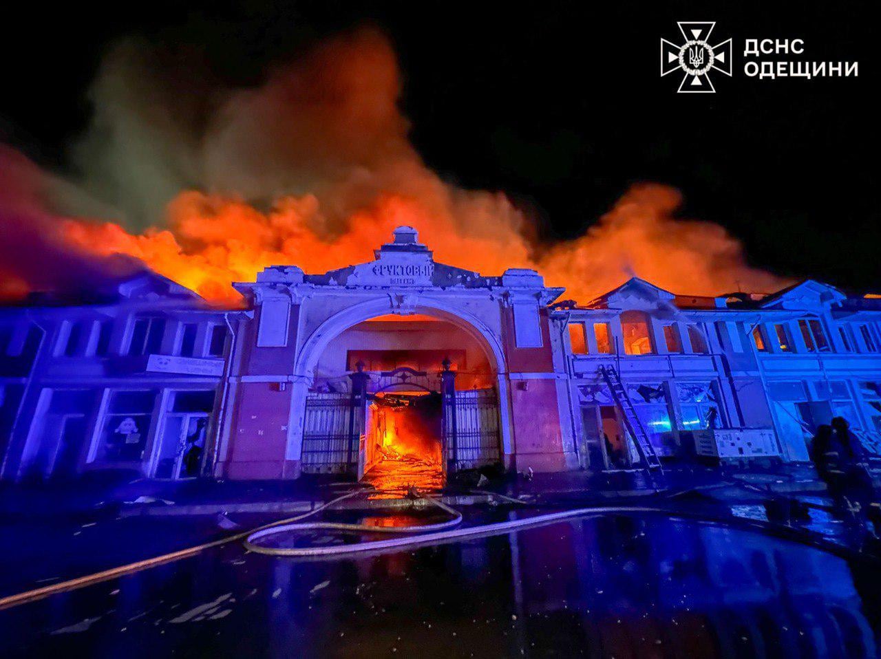 Historical building of "Pryvoz" market damaged after Russian drone attack in Odesa city