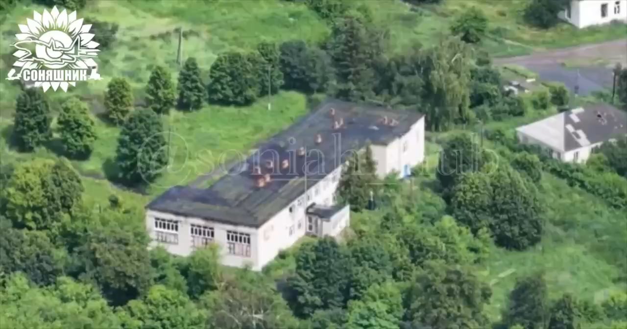 A MiG-29 air strike using a French AASM HAMMER guided bomb on a house with Russian soldiers in the village of Dronovka, Kursk Region. July 2025.