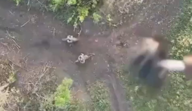 A grenade drop on a Russian soldier triggers the detonation of several anti-personnel mines