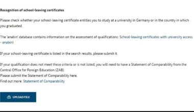 Recognition of school leaving certificate