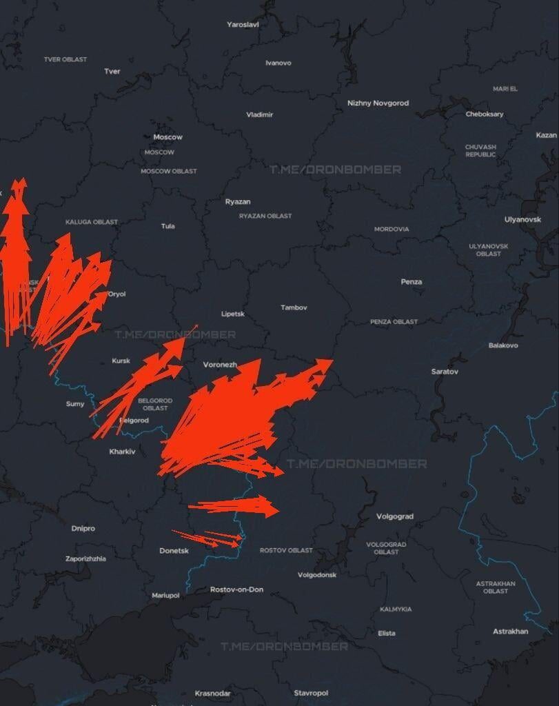 Ukrainian long-range drones are attacking Russian military facilities. The information is current as of 00:20.