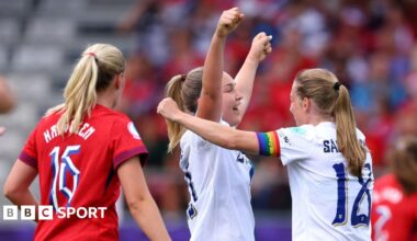 A graphic that reads 'Follow our women's football TikTok' with a picture of a mobile phone