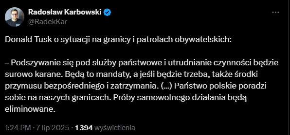 Tusk o patrolach obywatelskich
