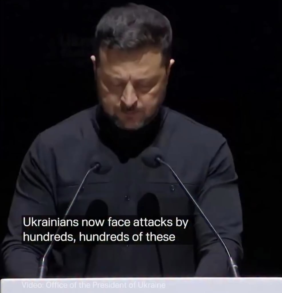 Zelenskyy: Ukrainians now face attacks by hundreds, hundreds of these drones every single night. And this is pure terrorism.