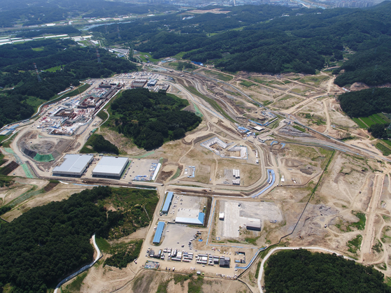 An aerial view of the heavy ion accelerator construction site in Daejeon [INSTITUTE FOR BASIC SCIENCE]
