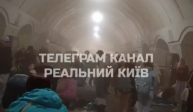 Smoke filled the Lukyanivska metro station in Kyiv where people were sheltering after a Russian Shahed hit the entrance