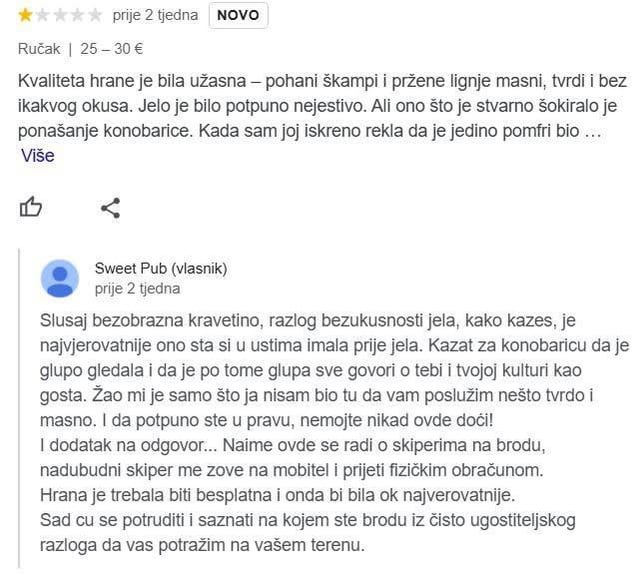 Gastro iskustva s napadom na karakter