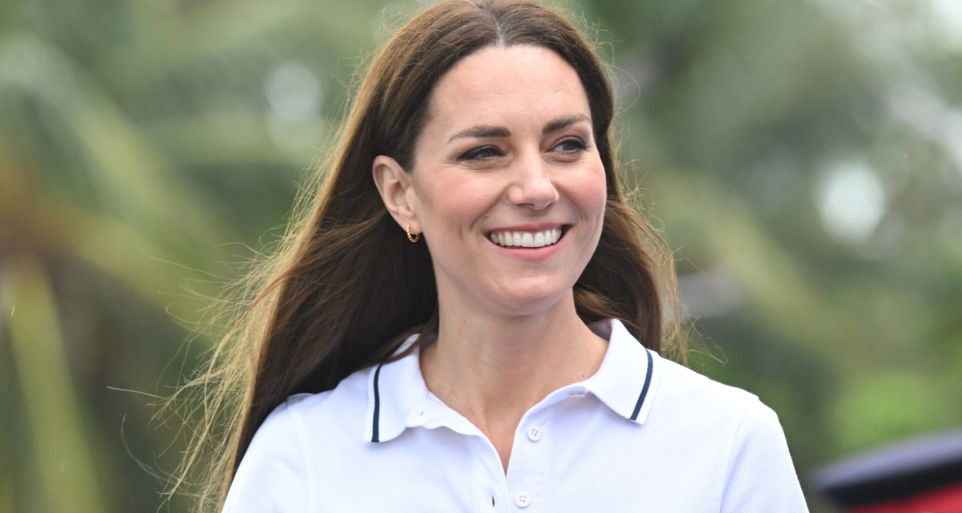Catherine, Princess of Wales smile as she arrives to attend a sailing regatta in the Bahamas in 2022