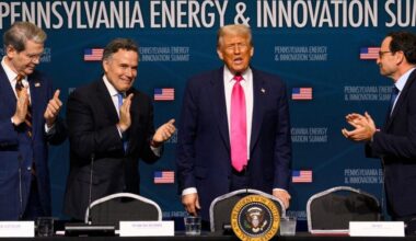 Trump hails $90 billion in corporate investment to make Pennsylvania an AI hub, fueled by natural gas. While government, energy, tech and banking leaders held a summit, protestors warned of worsening climate pollution and a future shaped by “the worst people on Earth.”
