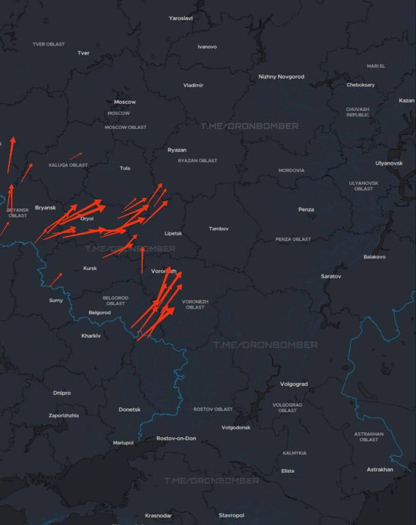 Ukrainian long-range drones and USVs are attacking Russian military facilities. Information is current as of 00:10