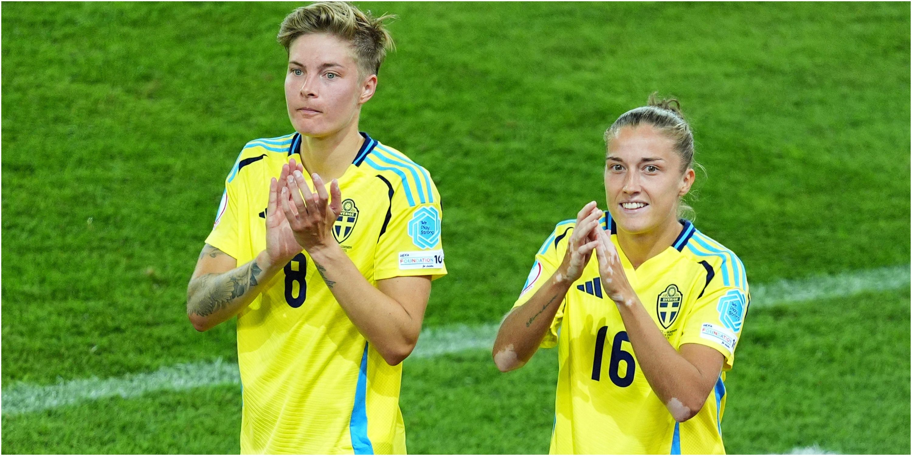 Filippa Angeldahl claps fans playing for Sweden