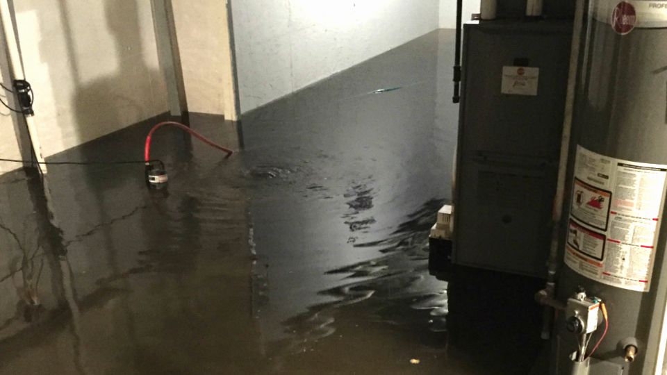 A flooded basement