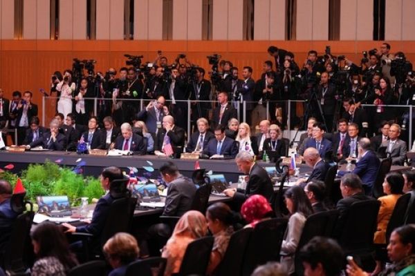 This photo, released by South Korea's foreign ministry, shows the foreign ministers' meeting of the East Asia Summit taking place in Kuala Lumpur, Malaysia, on July 11, 2025.(Yonhap)