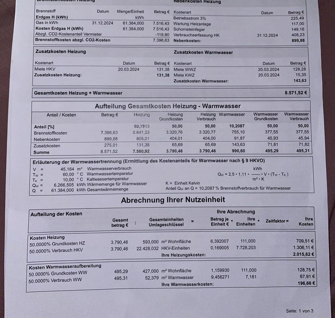 Help me understand Nebenkosten