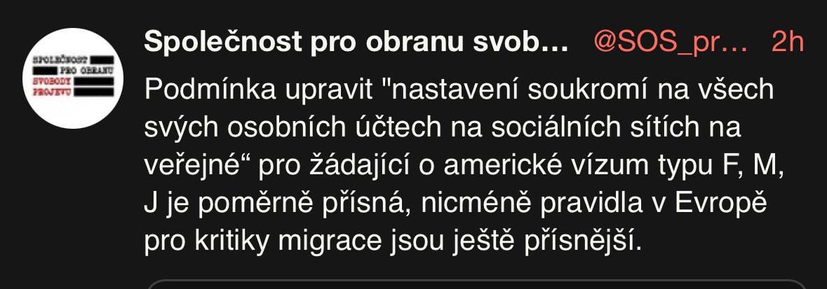 USA chce otevřené sociální sítě, aby mohla kádrovat žadatele o víza. Vávrová společnost pro obranu svobody projevu: