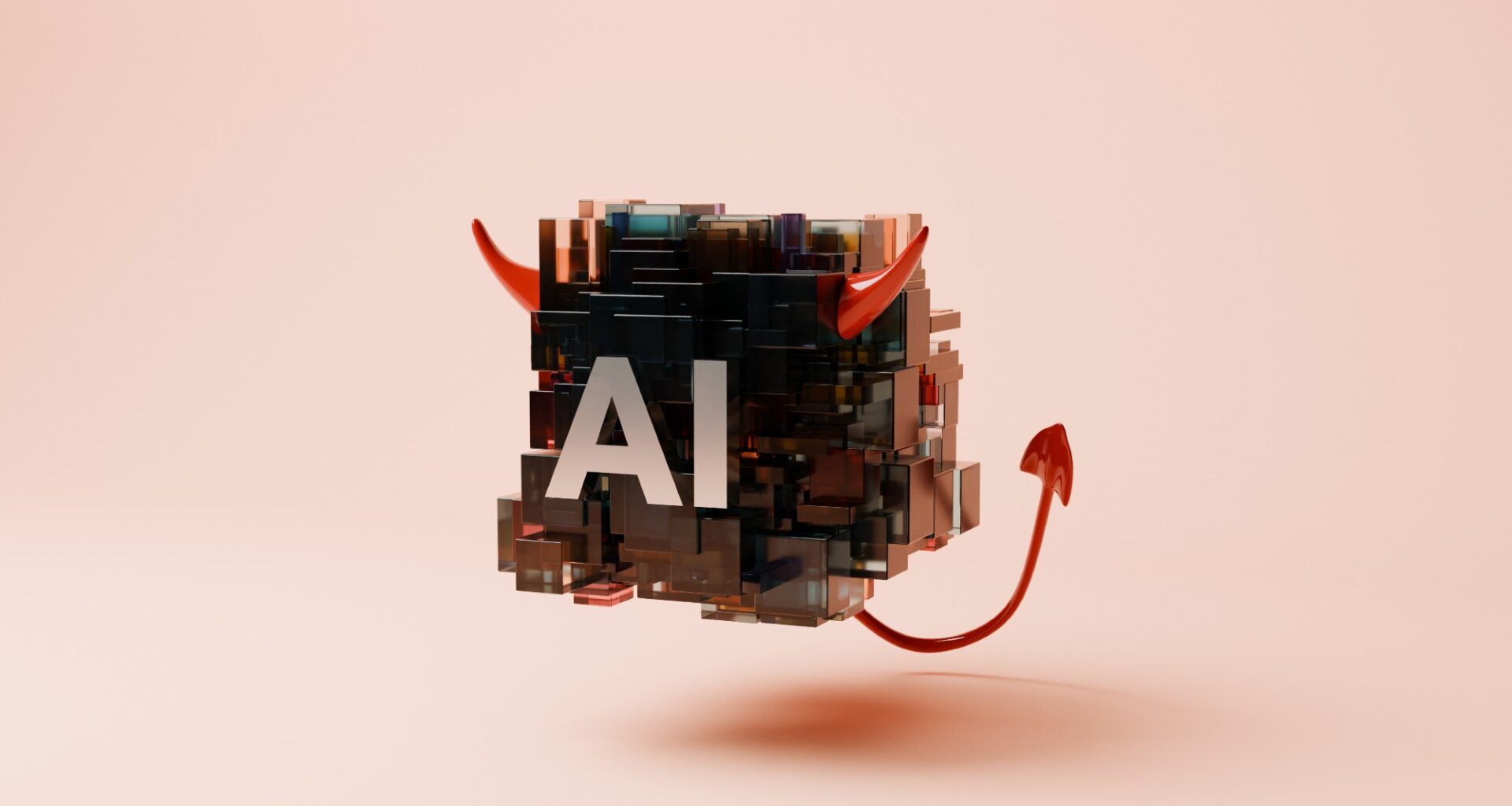 Conceptual image of an AI cluster with devil horns and tail