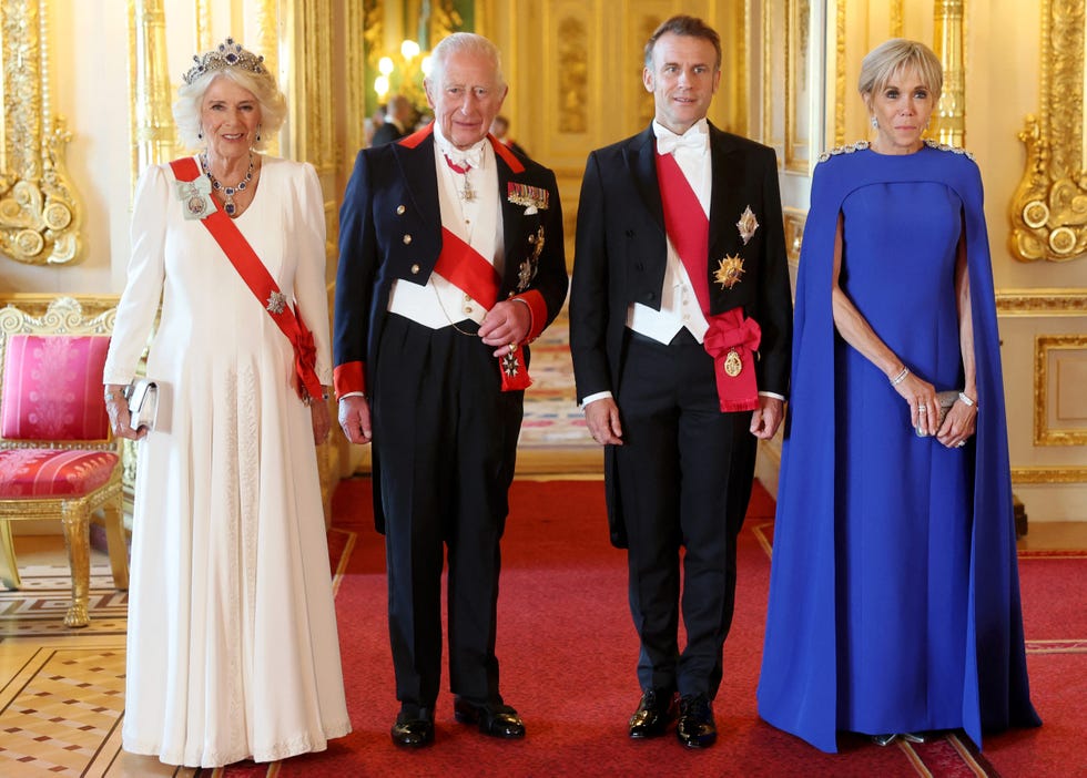 queen camilla, by france's president emmanuel macron.s king charles iii, france's president emmanuel macron and his wife brigitte macron