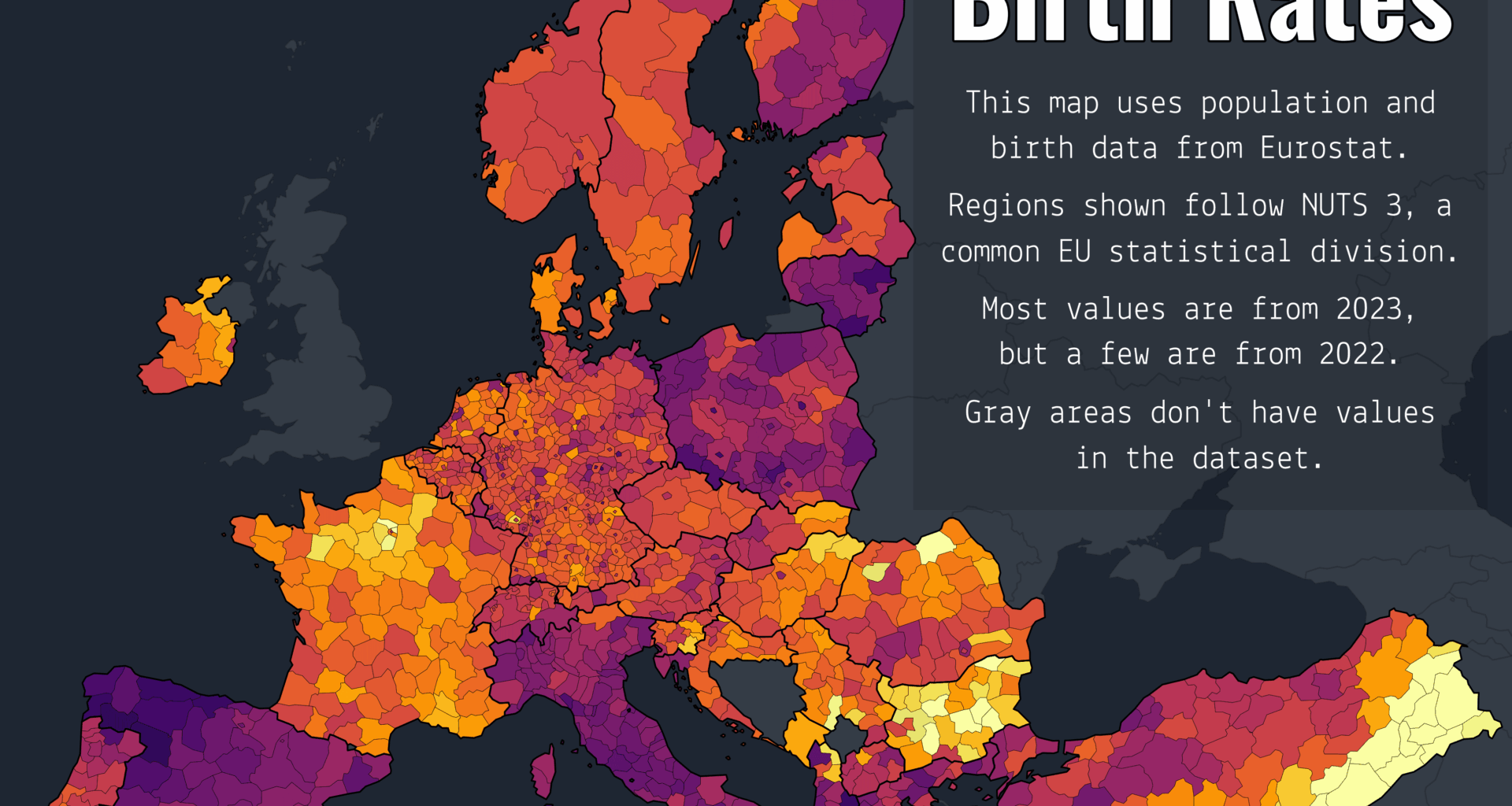 [OC] Birth Rates Across Europe