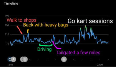 [OC] Heart rate peaks driving go-karts for 40 minutes