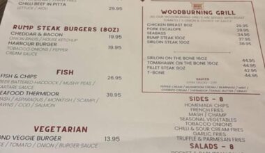 Ramore menu prices for the Open