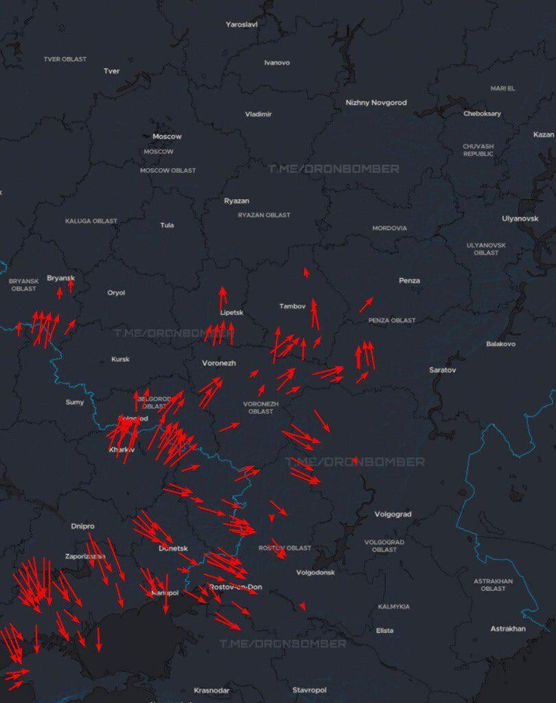 Ukrainian long-range drones are attacking Russian military facilities. Information is current as of 23:20