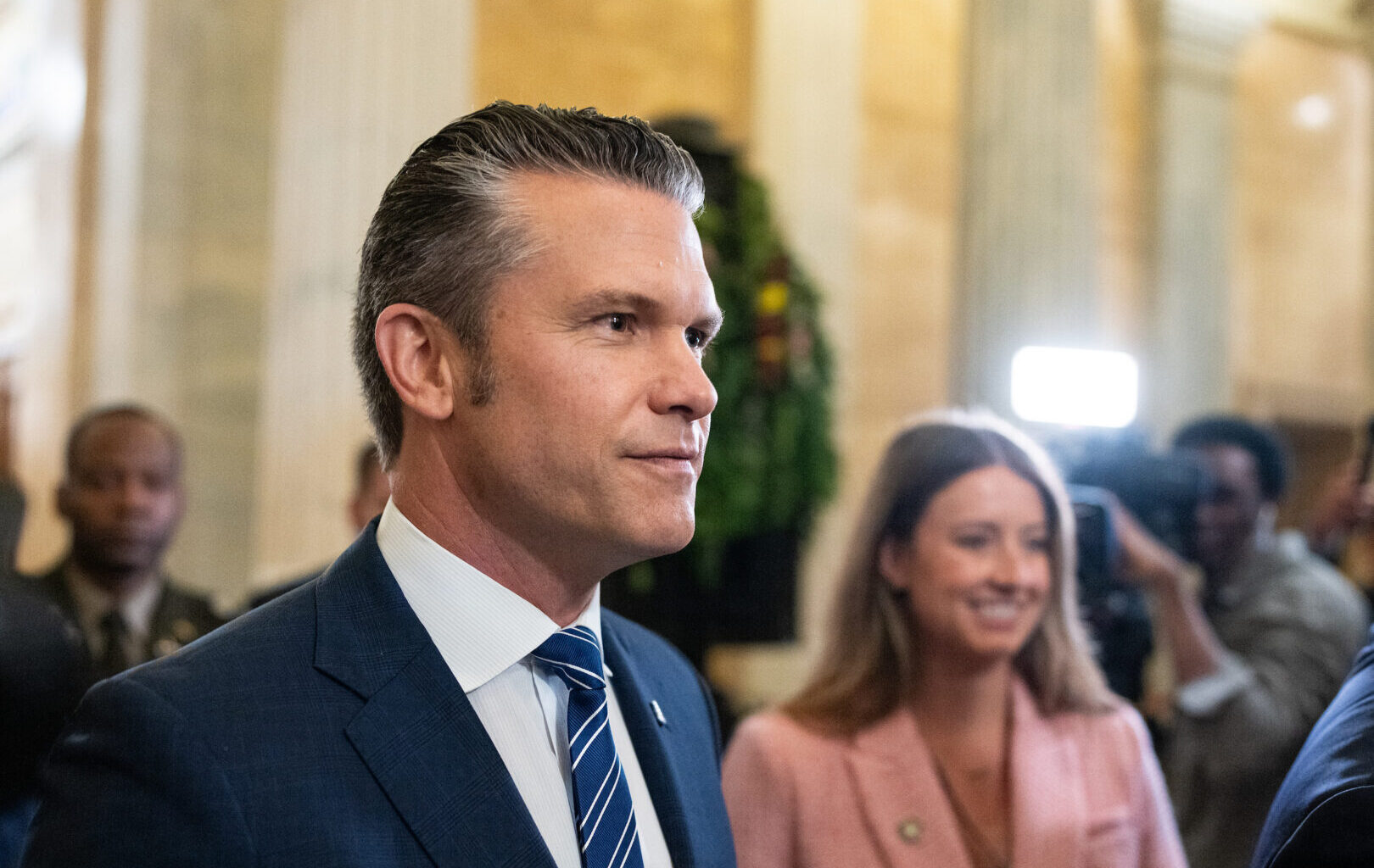 Secretary of Defense Pete Hegseth arrives for the House Appropriations Committee Subcommittee on Defense hearing in the U.S. Capitol on Tuesday, June 10, 2025.