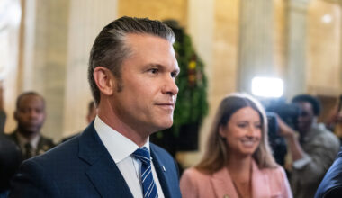Secretary of Defense Pete Hegseth arrives for the House Appropriations Committee Subcommittee on Defense hearing in the U.S. Capitol on Tuesday, June 10, 2025.