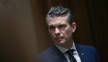 US Defense Secretary Pete Hegseth looks on before a luncheon with Italian Prime Minister Giorgia Meloni in the Cabinet Room of the White House, in Washington, DC, on April 17, 2025. (AFP Photo)
