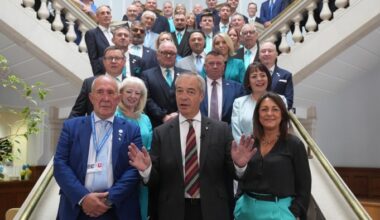 Nigel Farage, centre, with members of Kent county council