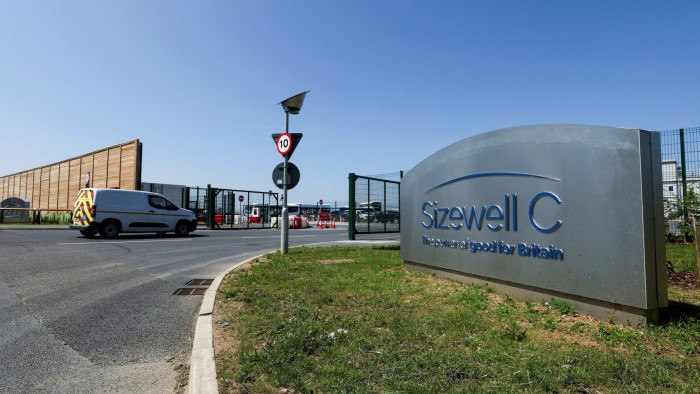 The construction site entrance to Sizewell C in Suffolk