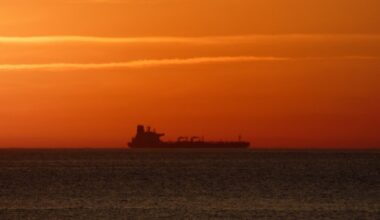 A tanker sails through the Baltic off the north German coast