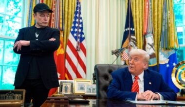President Donald Trump speaks during a news conference with Elon Musk in the Oval Office in May