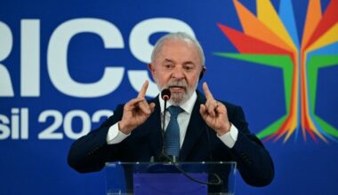 Brazil’s President Luiz Inácio Lula da Silva speaks during a press conference at the Brics summit in Rio de Janeiro on July 7 2025