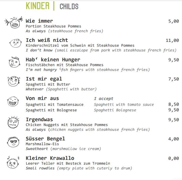 Endlich eine verständliche Speisekarte