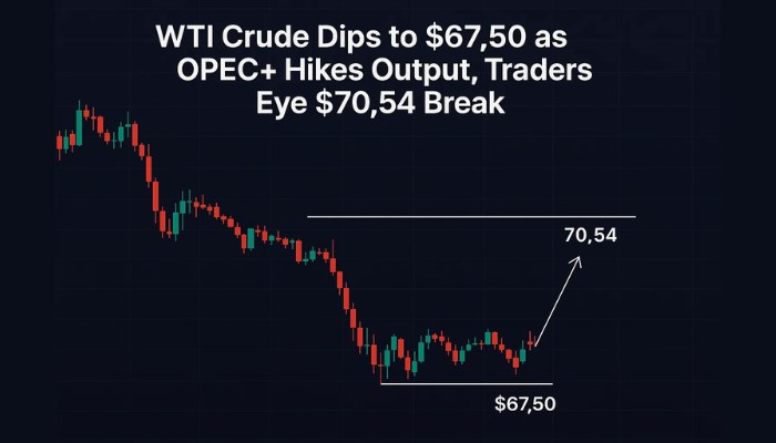WTI Crude Dips to $67.50 as OPEC+ Hikes Output, Traders Eye $70.54 Break