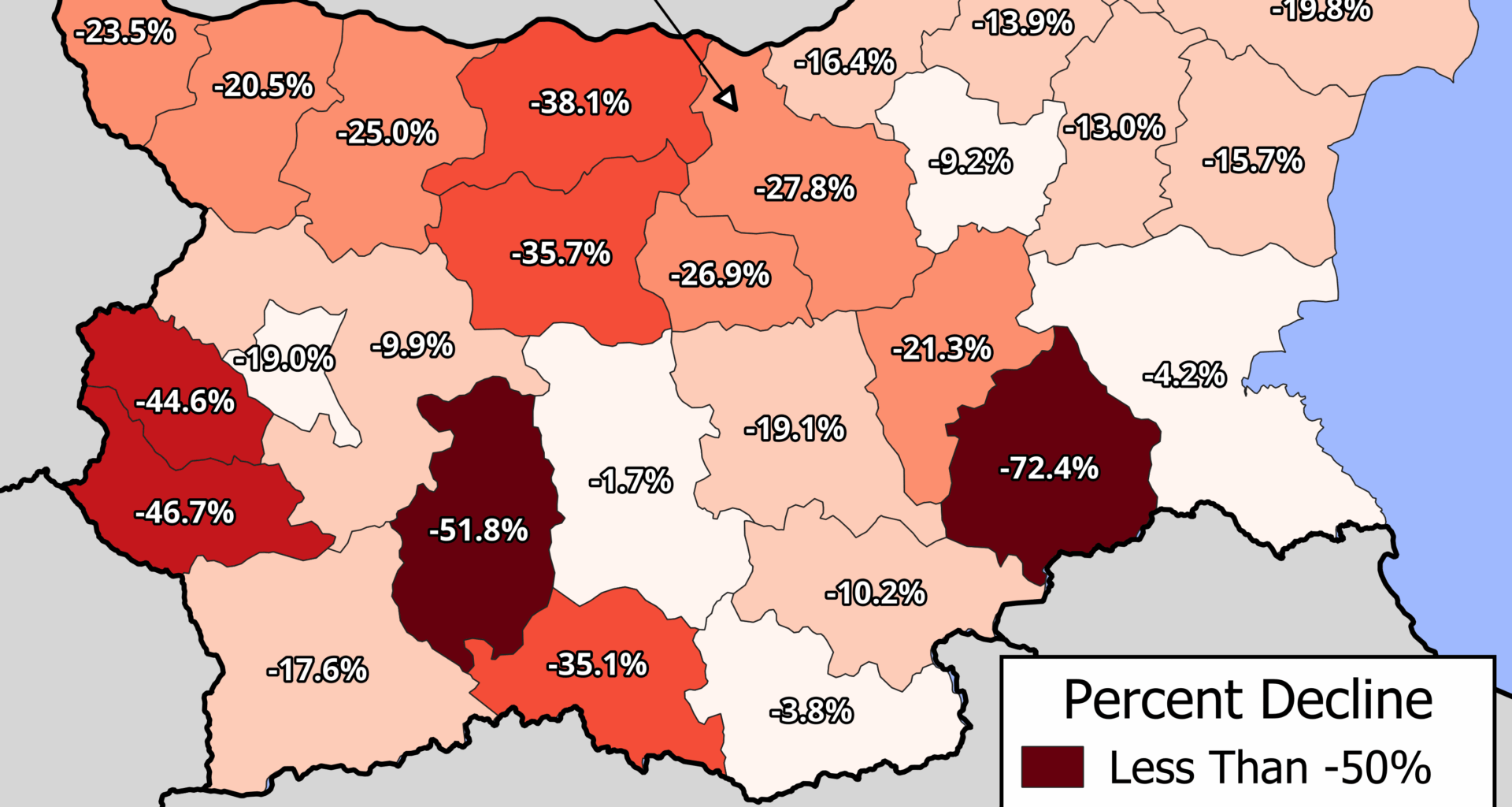 Percent Decline in Turkish Population in Bulgaria (2011-2021)