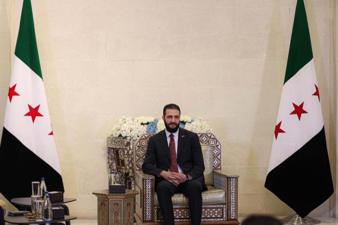 Syrian President al-Sharaa at the Peoples Palace in the capital, Damascus, Syria on July 9, 2025. (AA Photo)