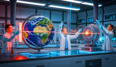 Illustration of harnessing Earth's magnetic field for renewable energy generation, created by artificial intelligence.
