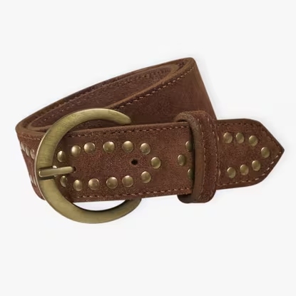 Brora Studded Suede Belt in Pecan