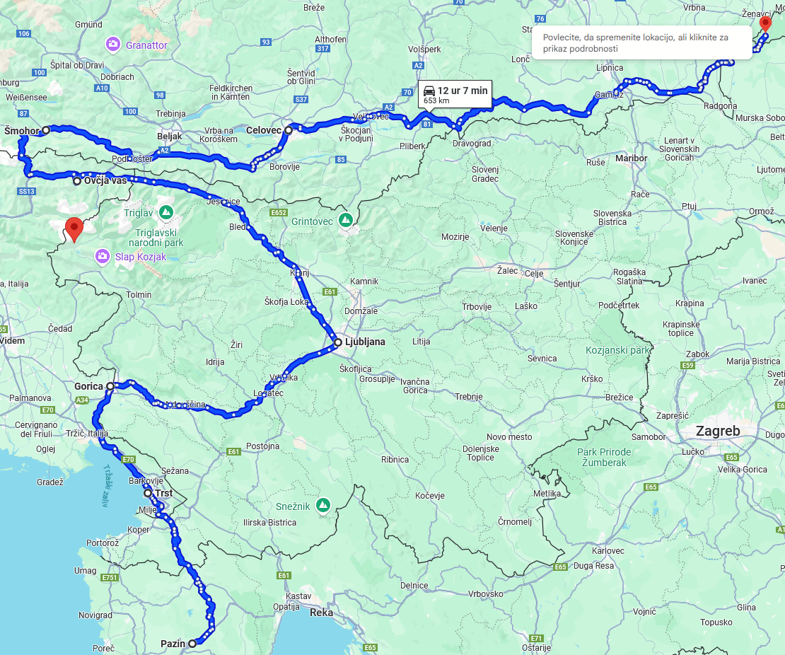 Lahko se voziš 12 ur brez da bi zapustil Slovenijo