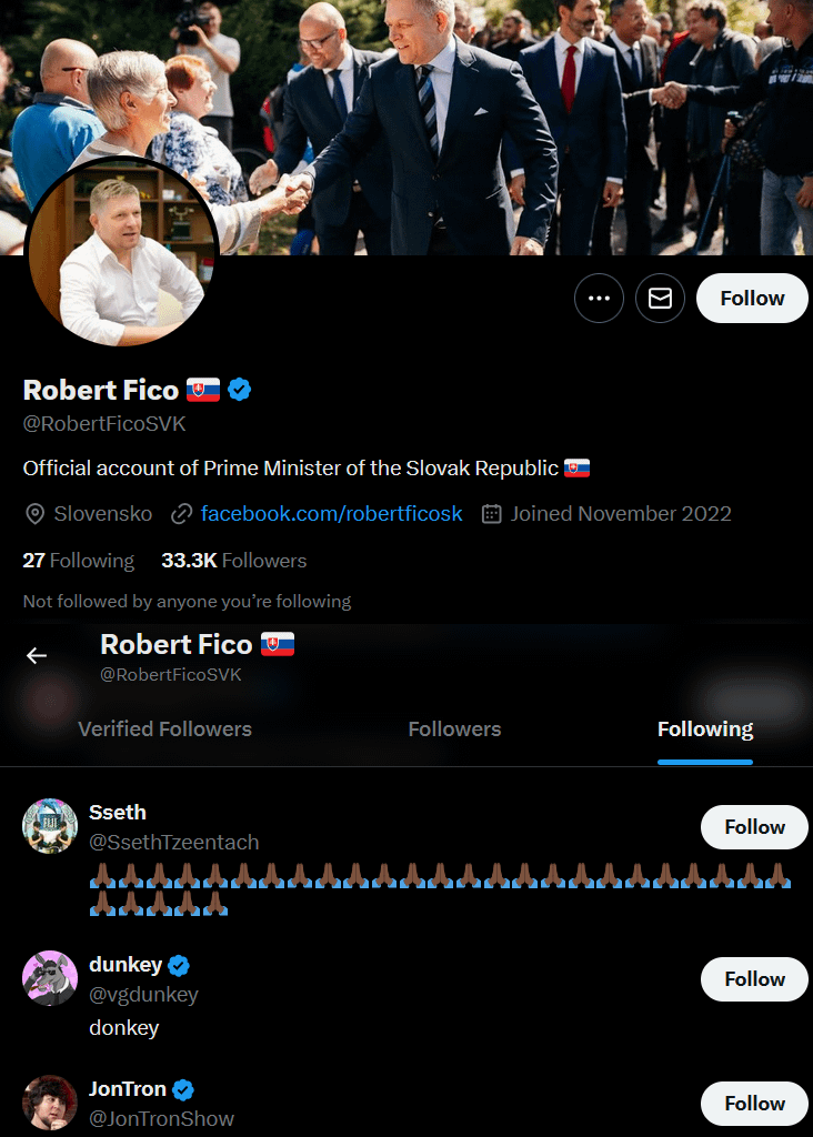 Robo na svojom oficiálnom Twitter účte z nejakého dôvodu sleduje troch anglických videoherných Youtuberov